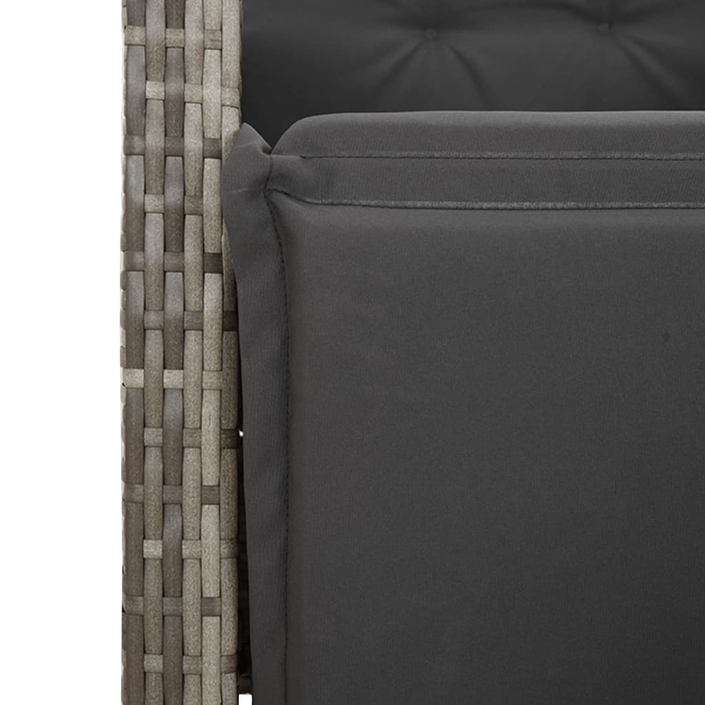 spisebordssæt til haven 7 dele med hynder polyrattan grå