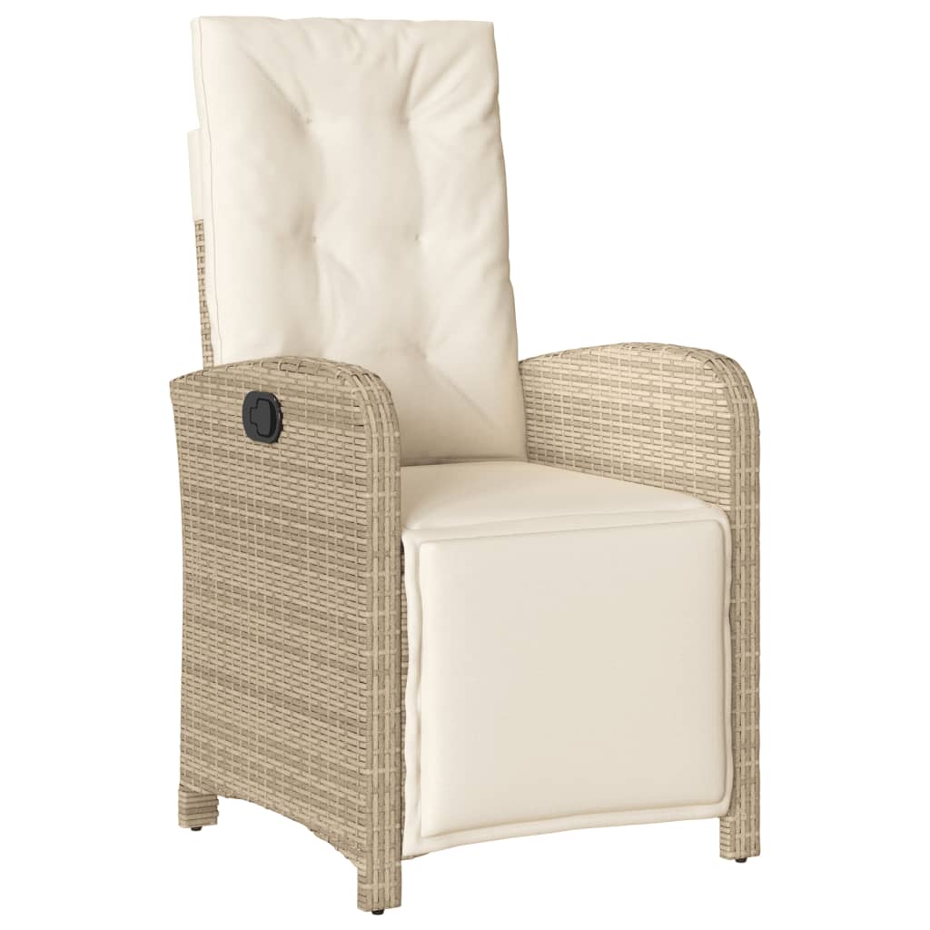 bistrosæt til haven 3 dele med hynder polyrattan beige