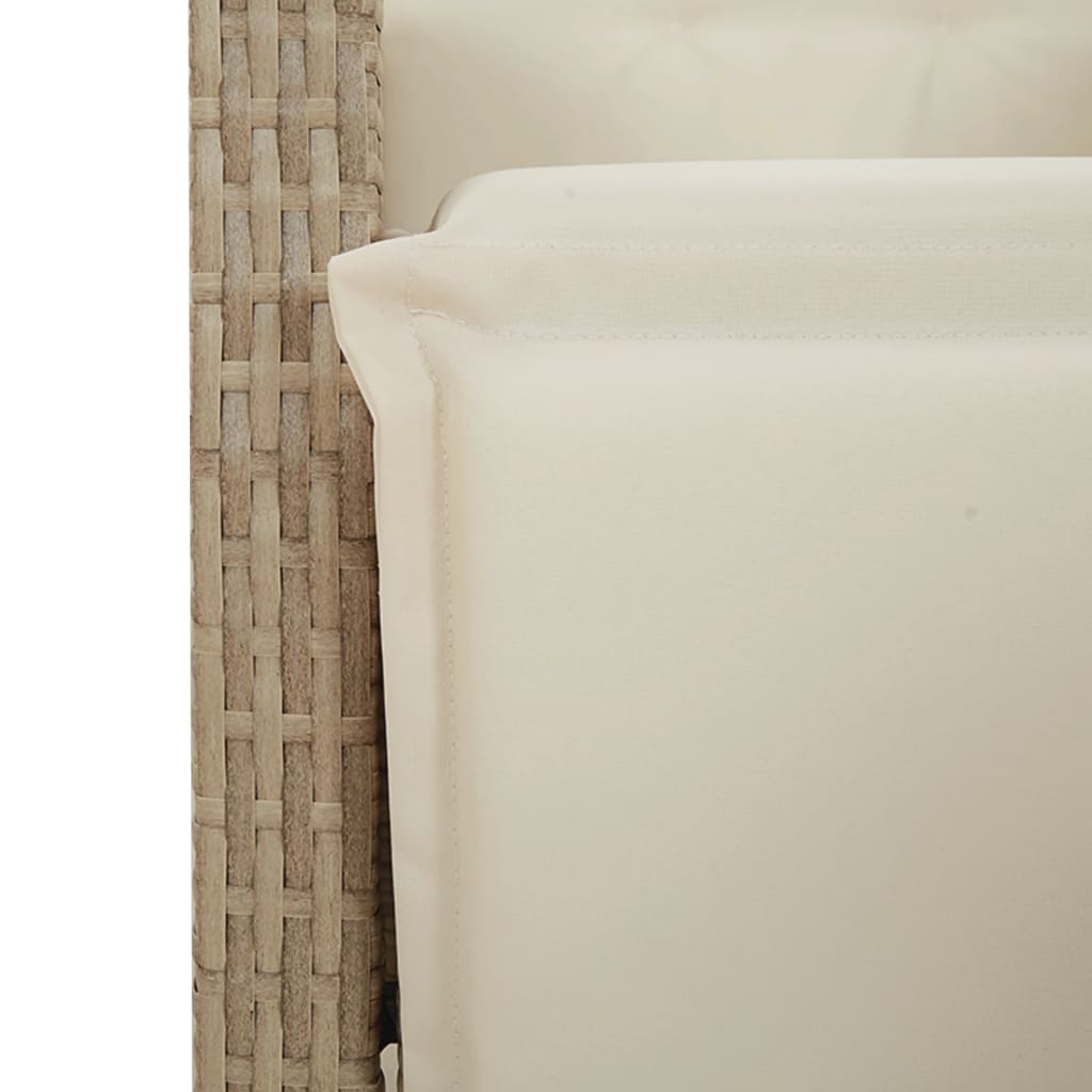 bistrosæt til haven 3 dele med hynder polyrattan beige