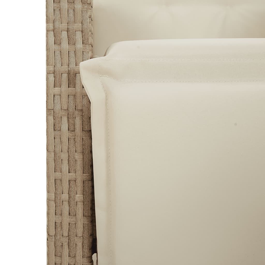 spisebordssæt til haven 5 dele med hynder polyrattan beige