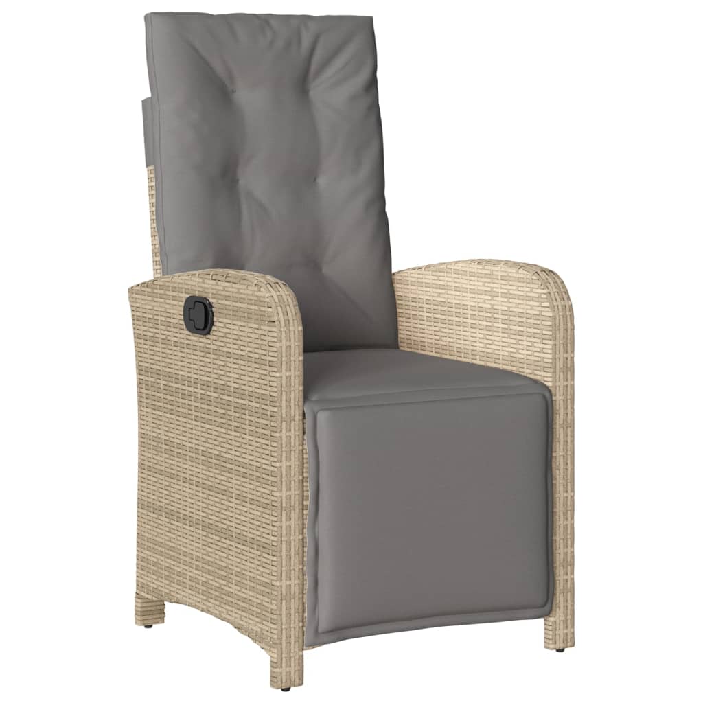 bistrosæt til haven 3 dele med hynder polyrattan beige