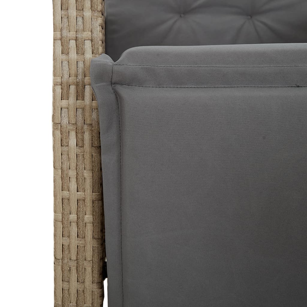 spisebordssæt til haven 5 dele med hynder polyrattan beige