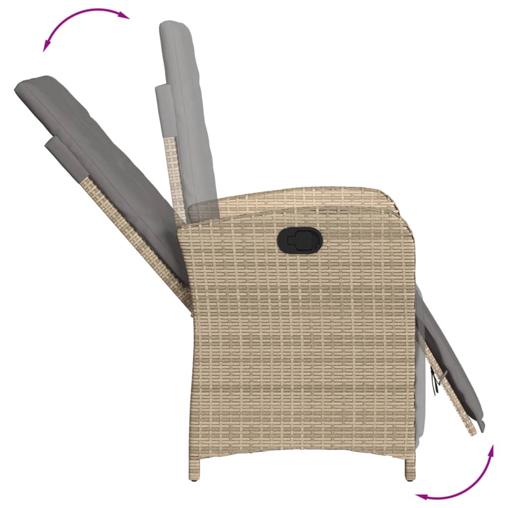 spisebordssæt til haven 5 dele med hynder polyrattan beige
