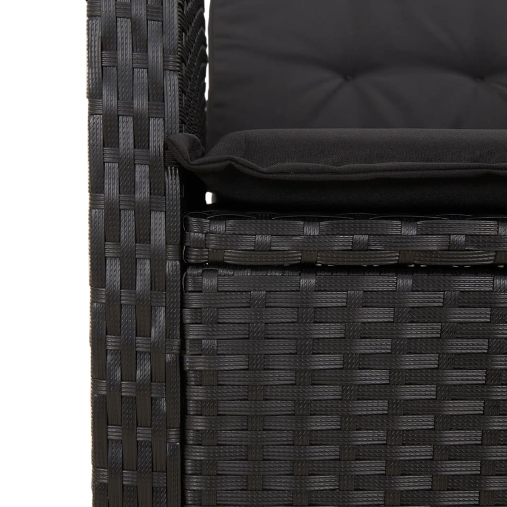spisebordssæt til haven 7 dele med hynder polyrattan sort