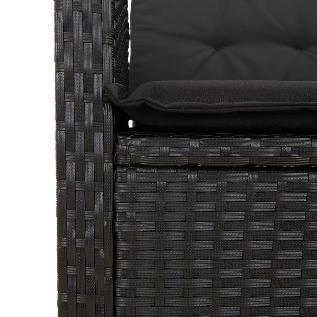 spisebordssæt til haven 7 dele med hynder polyrattan sort