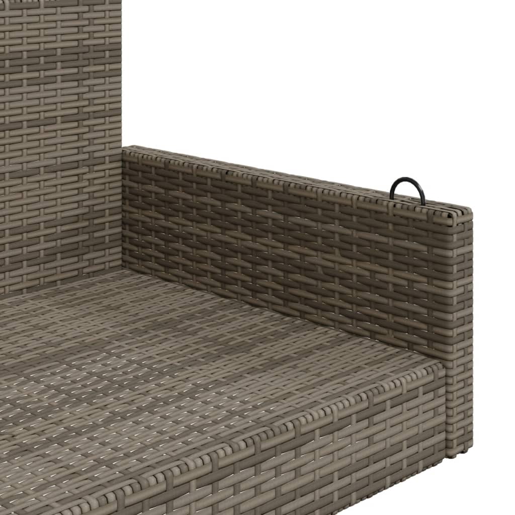 gyngebænk 119x56x48 cm polyrattan grå