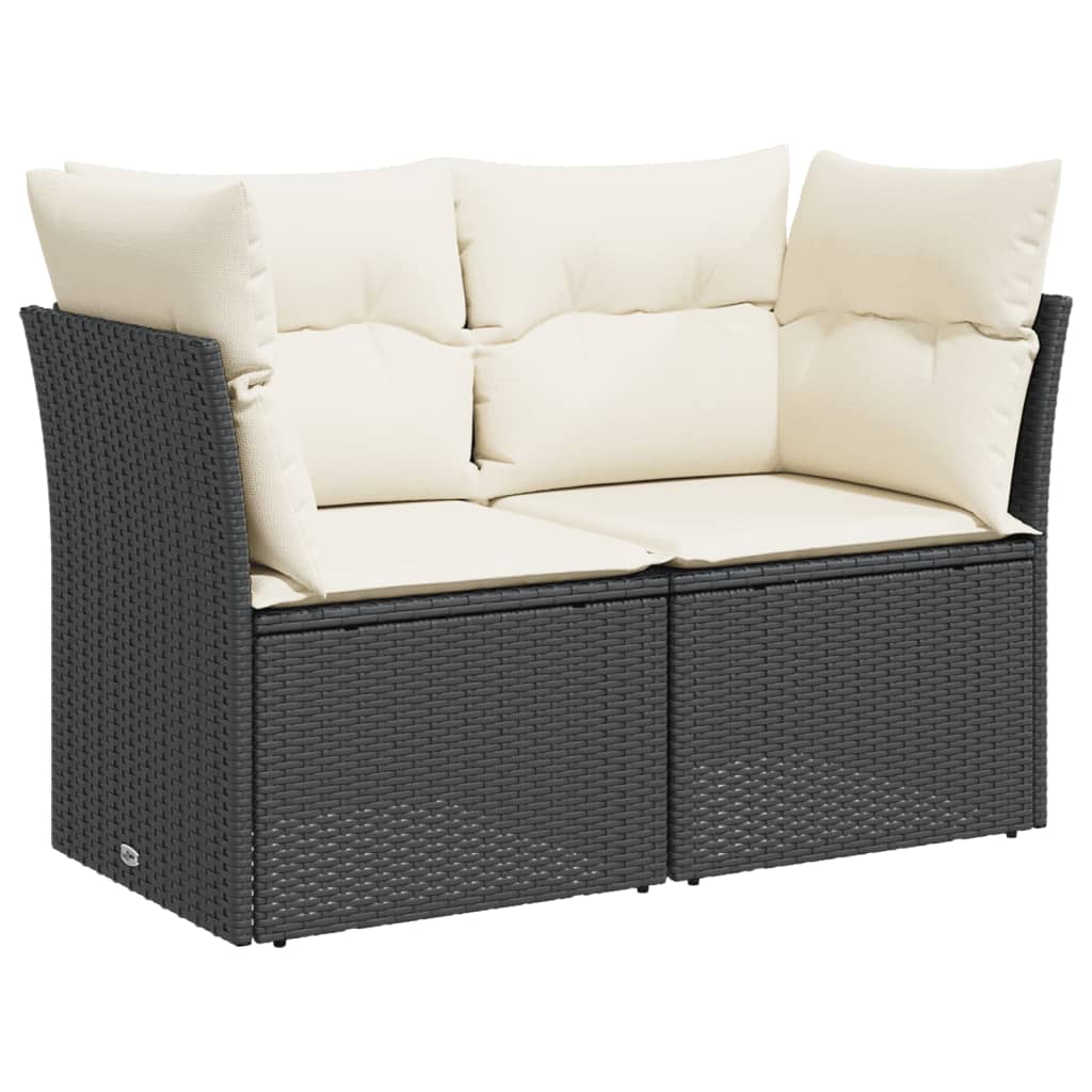 2-personers havesofa med hynder polyrattan sort