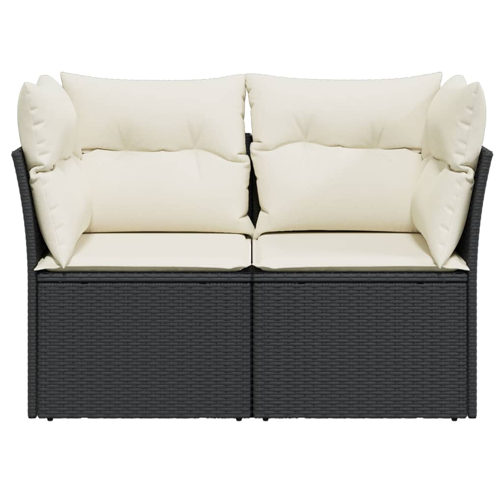 2-personers havesofa med hynder polyrattan sort