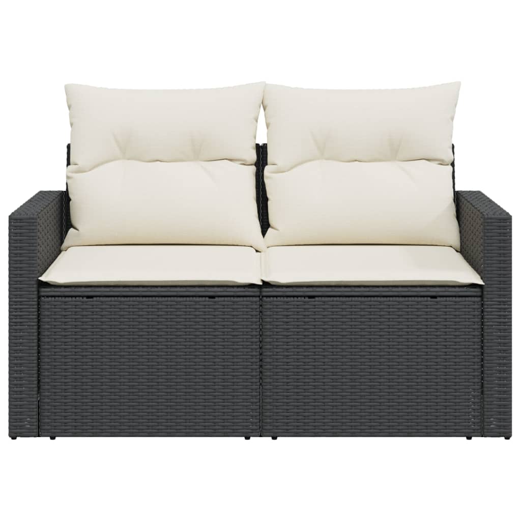 2-personers havesofa med hynder polyrattan sort
