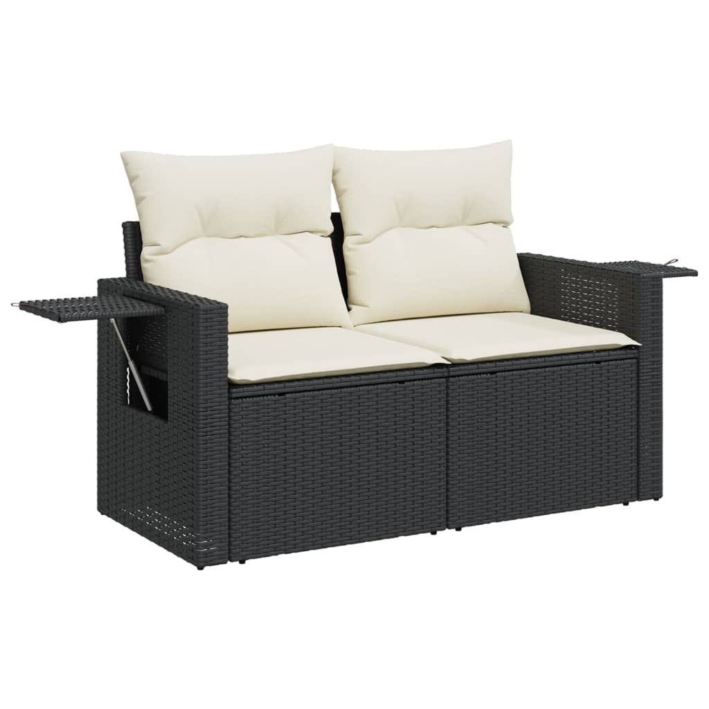 2-personers havesofa med hynder polyrattan sort