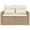 2-personers havesofa med hynder polyrattan beige