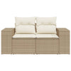 2-personers havesofa med hynder polyrattan beige
