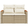 2-personers havesofa med hynder polyrattan beige