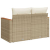 2-personers havesofa med hynder polyrattan beige