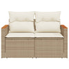 2-personers havesofa med hynder polyrattan beige