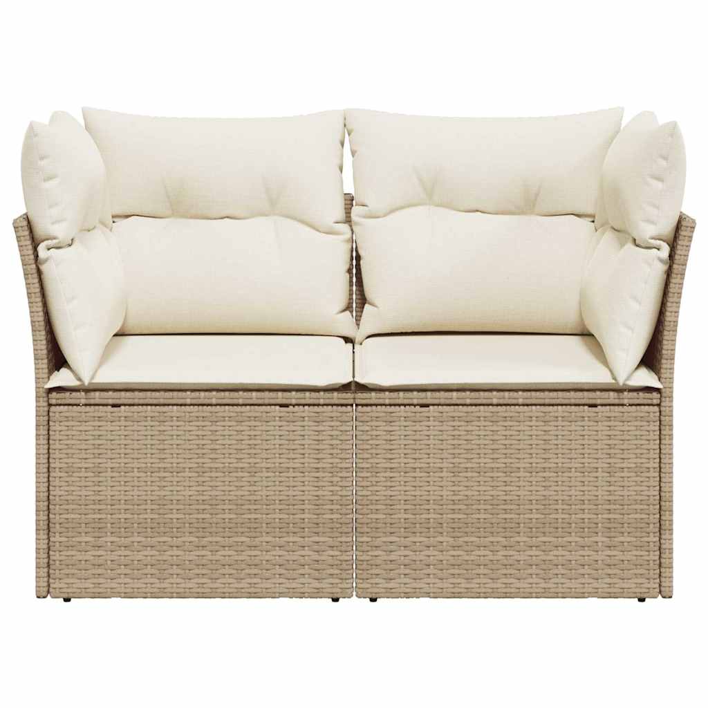 2-personers havesofa med hynder polyrattan beige