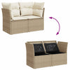 2-personers havesofa med hynder polyrattan beige