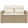 2-personers havesofa med hynder polyrattan beige