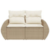 2-personers havesofa med hynder polyrattan beige