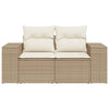 2-personers havesofa med hynder polyrattan beige
