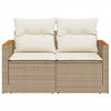 2-personers havesofa med hynder polyrattan beige