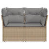 2-personers havesofa med hynder polyrattan beige
