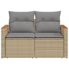 2-personers havesofa med hynder polyrattan beige