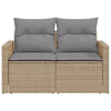 2-personers havesofa med hynder polyrattan beige