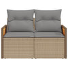 2-personers havesofa med hynder polyrattan beige
