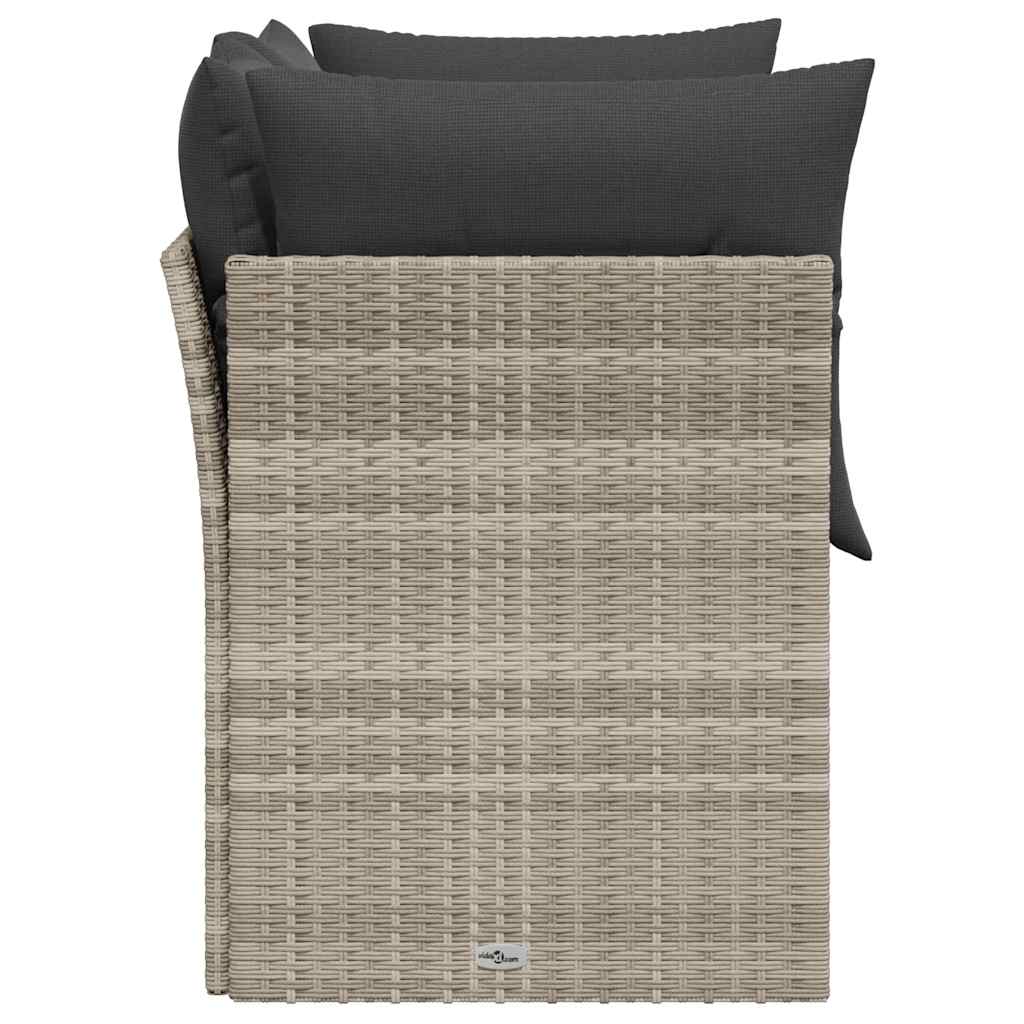 2-personers havesofa med hynder polyrattan lysegrå