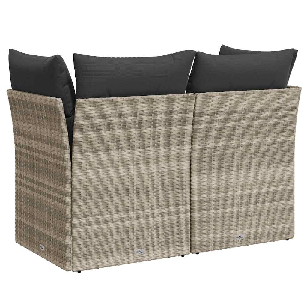 2-personers havesofa med hynder polyrattan lysegrå