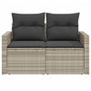 2-personers havesofa med hynder polyrattan lysegrå