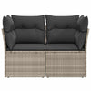 2-personers havesofa med hynder polyrattan lysegrå