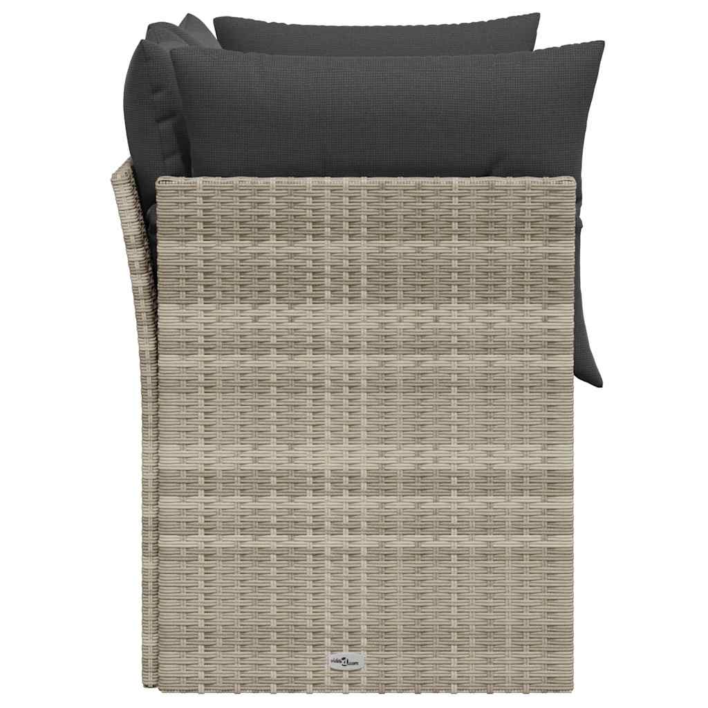2-personers havesofa med hynder polyrattan lysegrå