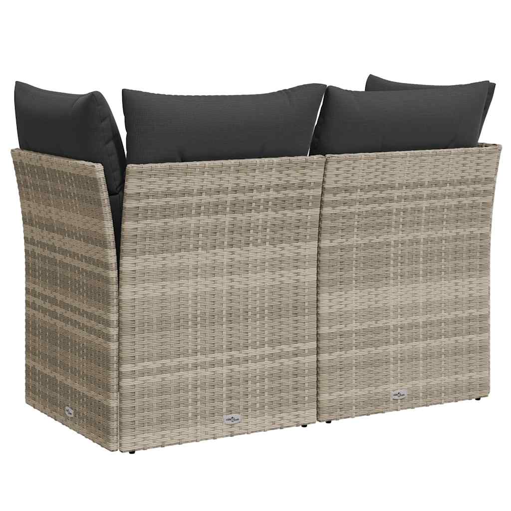 2-personers havesofa med hynder polyrattan lysegrå