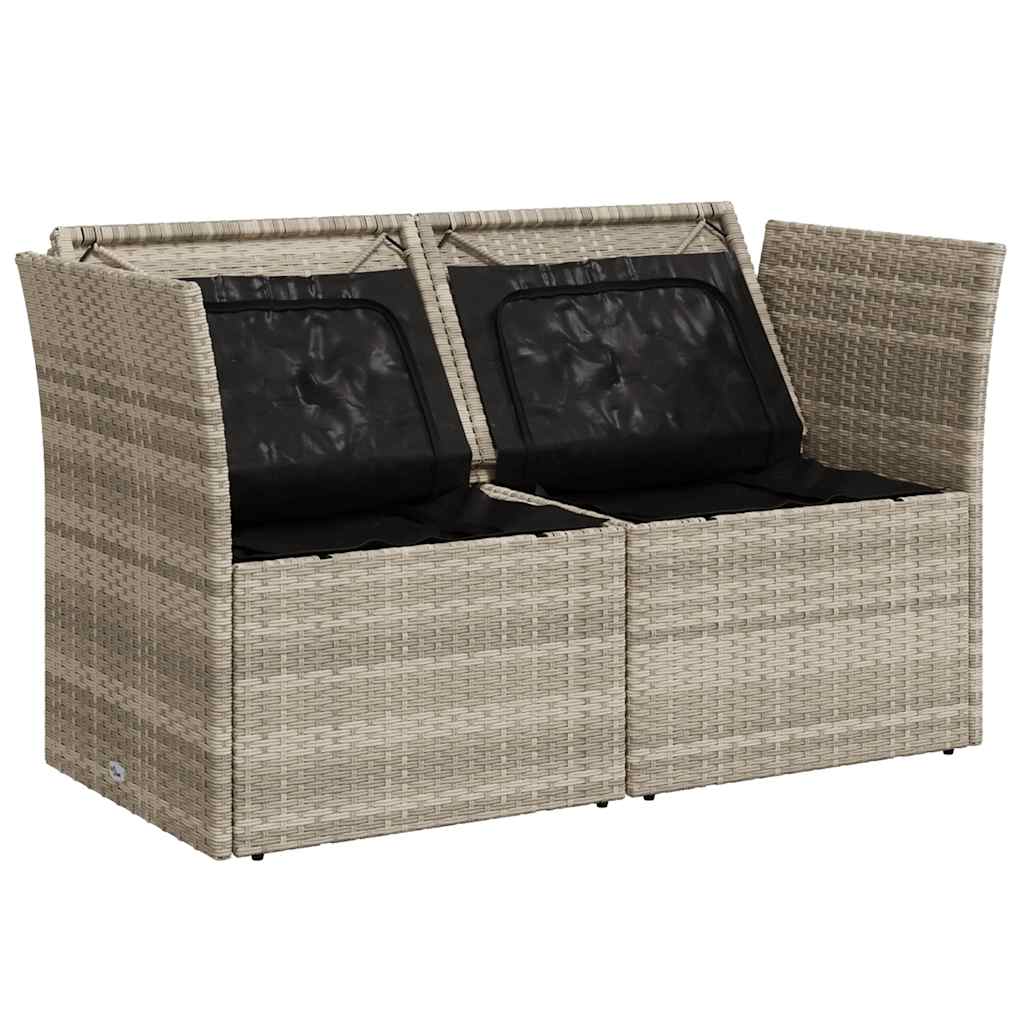 2-personers havesofa med hynder polyrattan lysegrå