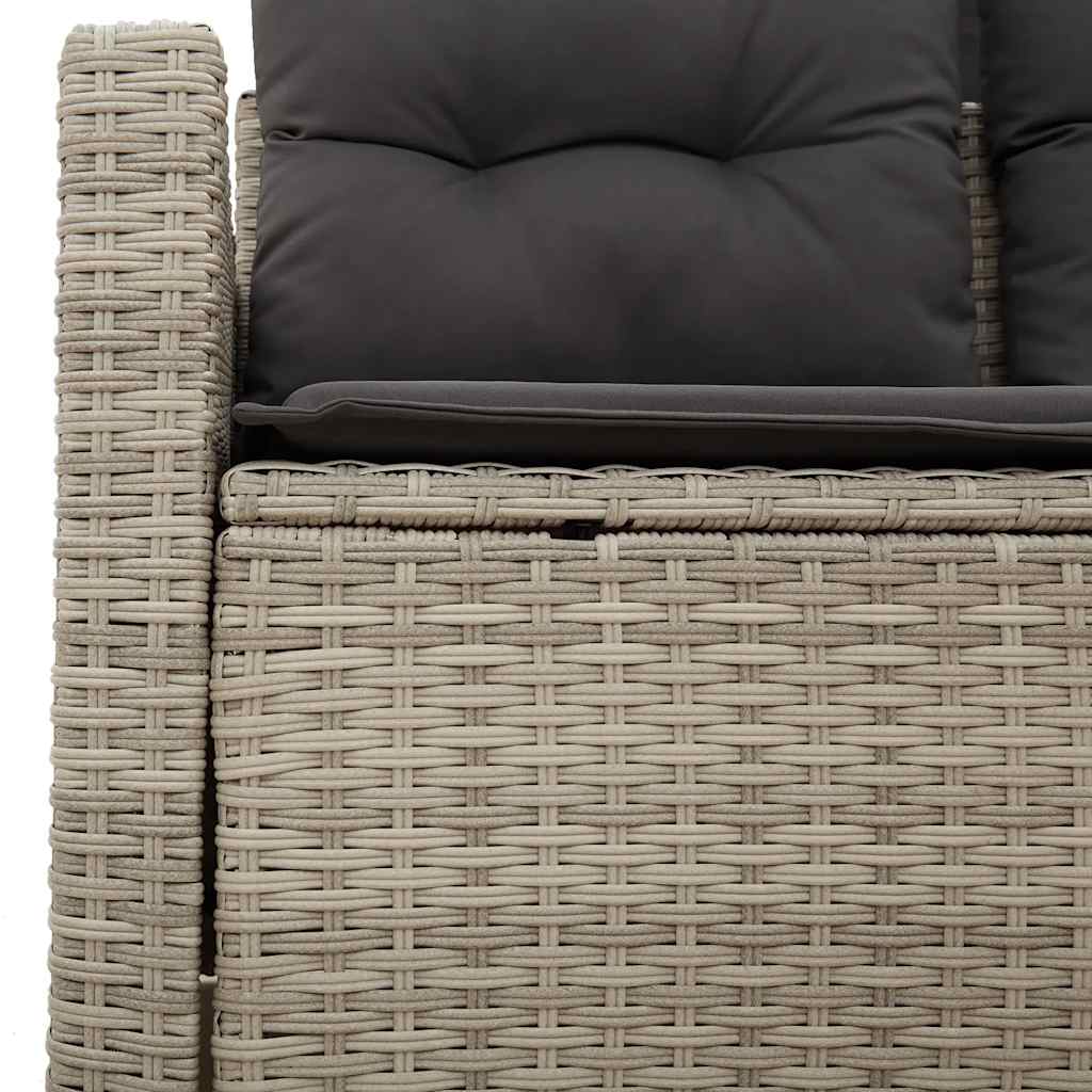 2-personers havesofa med hynder polyrattan lysegrå