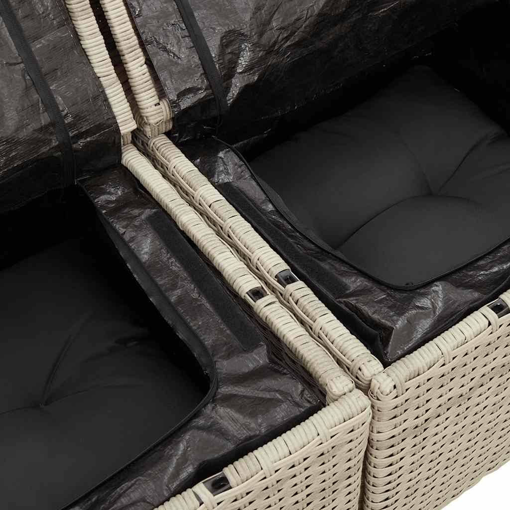 2-personers havesofa med hynder polyrattan lysegrå