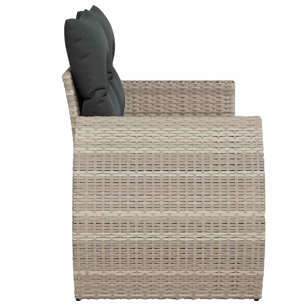 2-personers havesofa med hynder polyrattan lysegrå