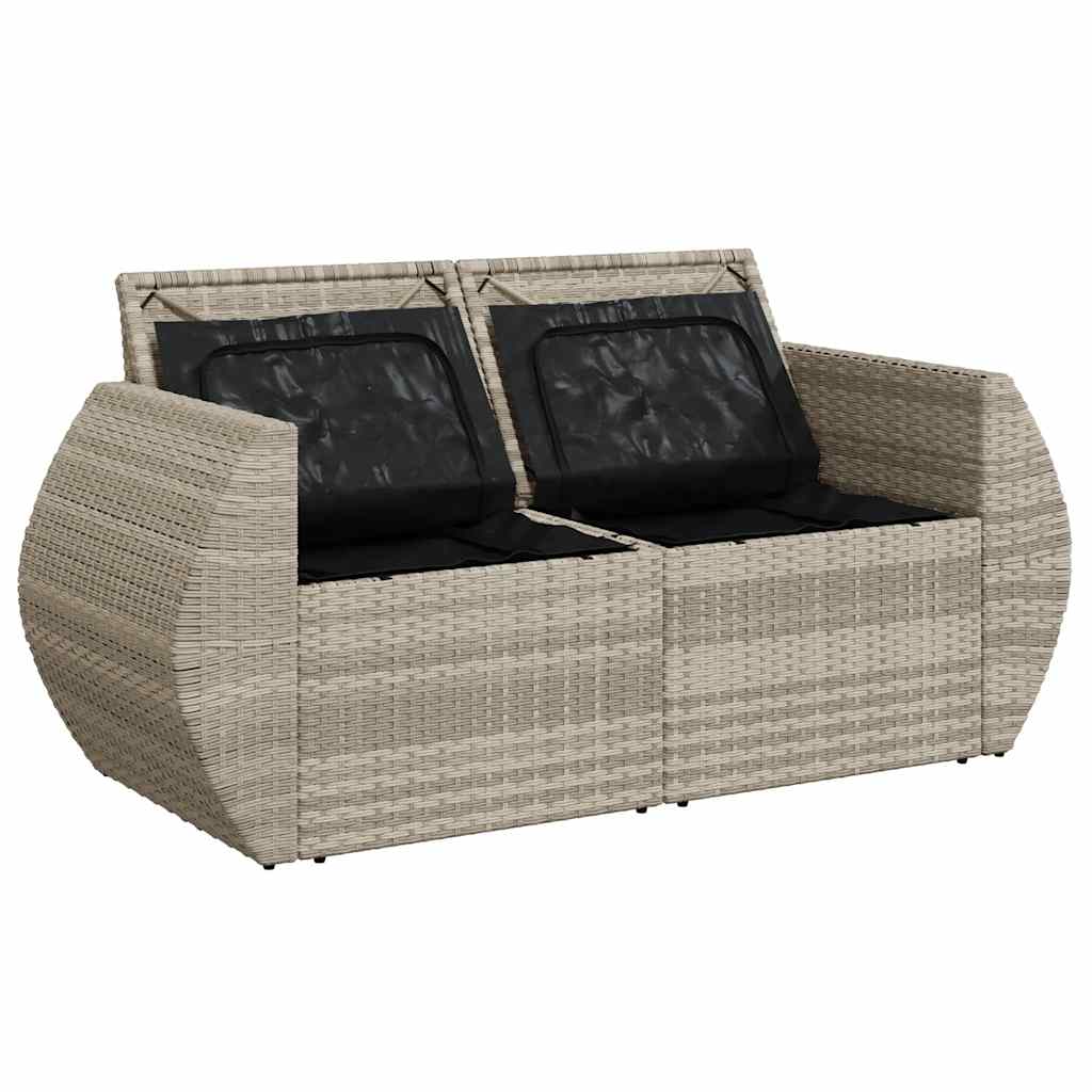 2-personers havesofa med hynder polyrattan lysegrå
