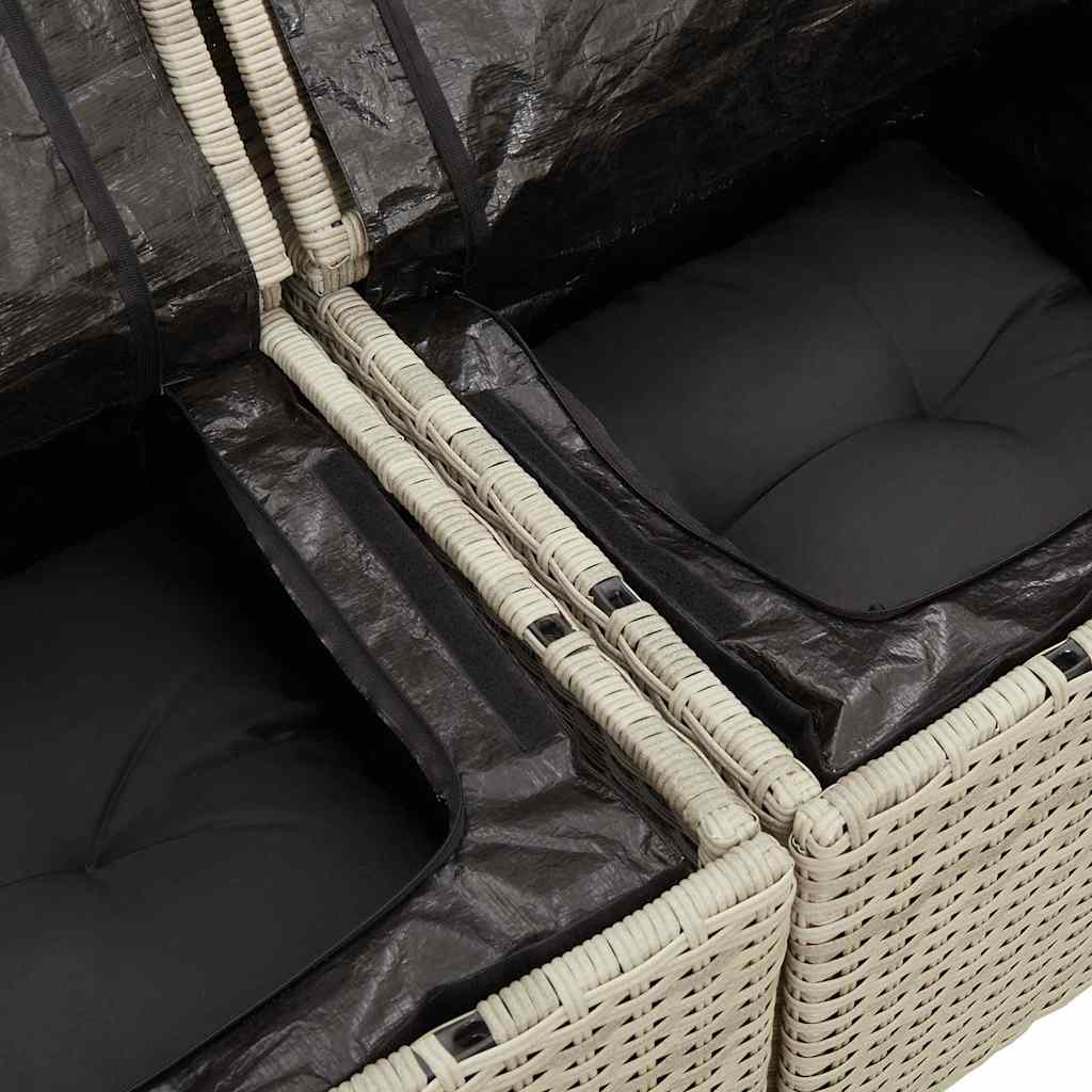 2-personers havesofa med hynder polyrattan lysegrå