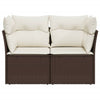 2-personers havesofa med hynder polyrattan brun