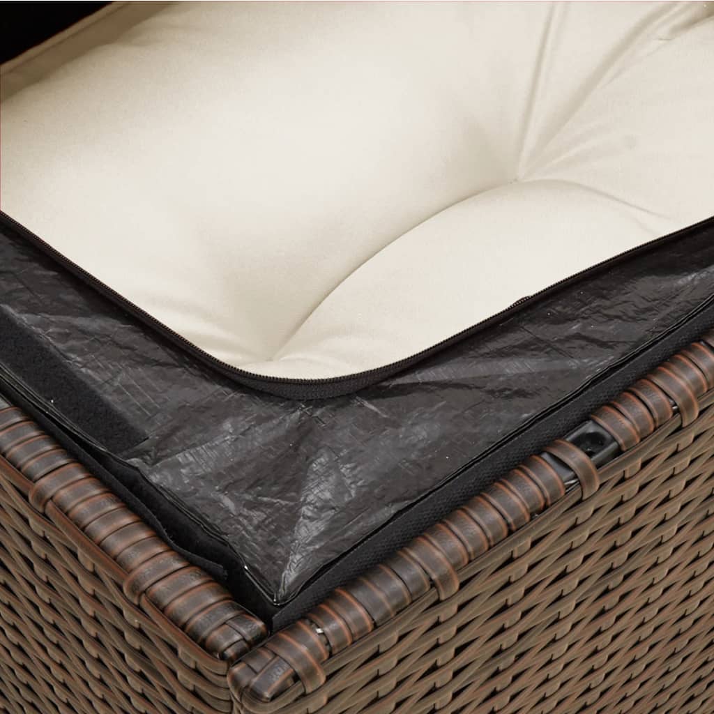 2-personers havesofa med hynder polyrattan brun
