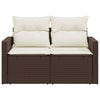 2-personers havesofa med hynder polyrattan brun