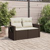 2-personers havesofa med hynder polyrattan brun