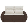 2-personers havesofa med hynder polyrattan brun