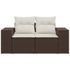 2-personers havesofa med hynder polyrattan brun