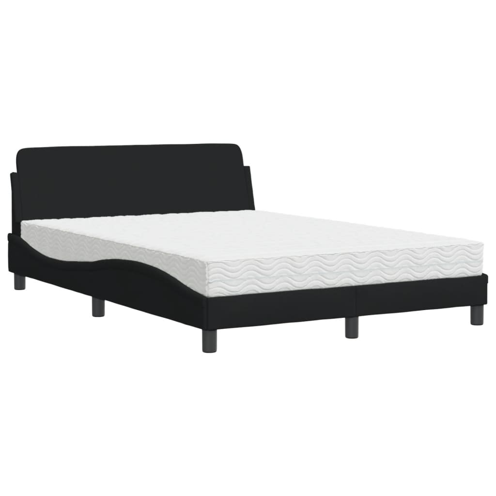 Seng med madras 140x190 cm stof sort