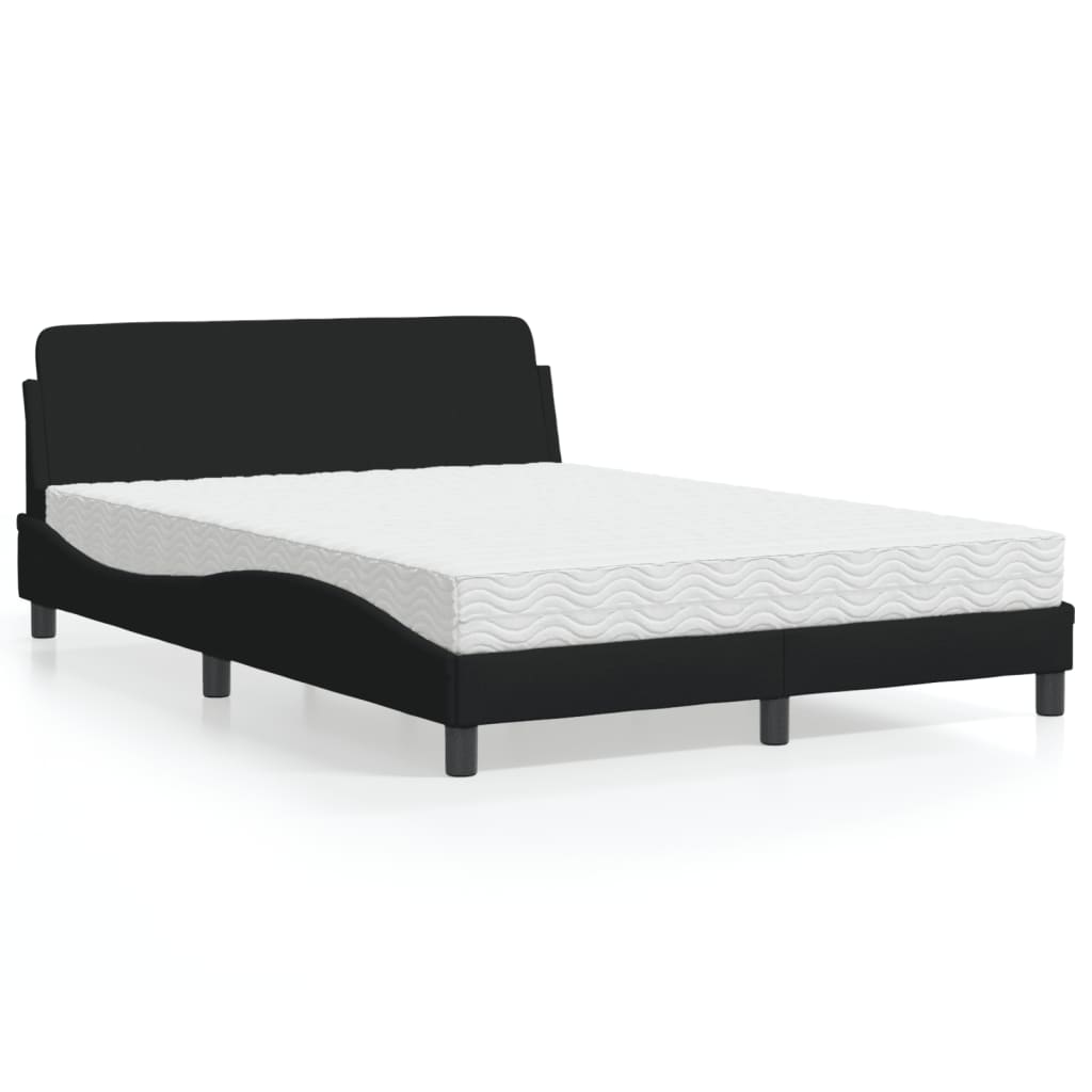Seng med madras 140x190 cm stof sort
