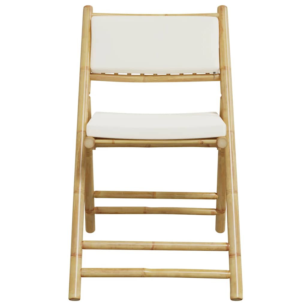 foldbare bistrostole 2 stk. med cremefarvede hynder bambus